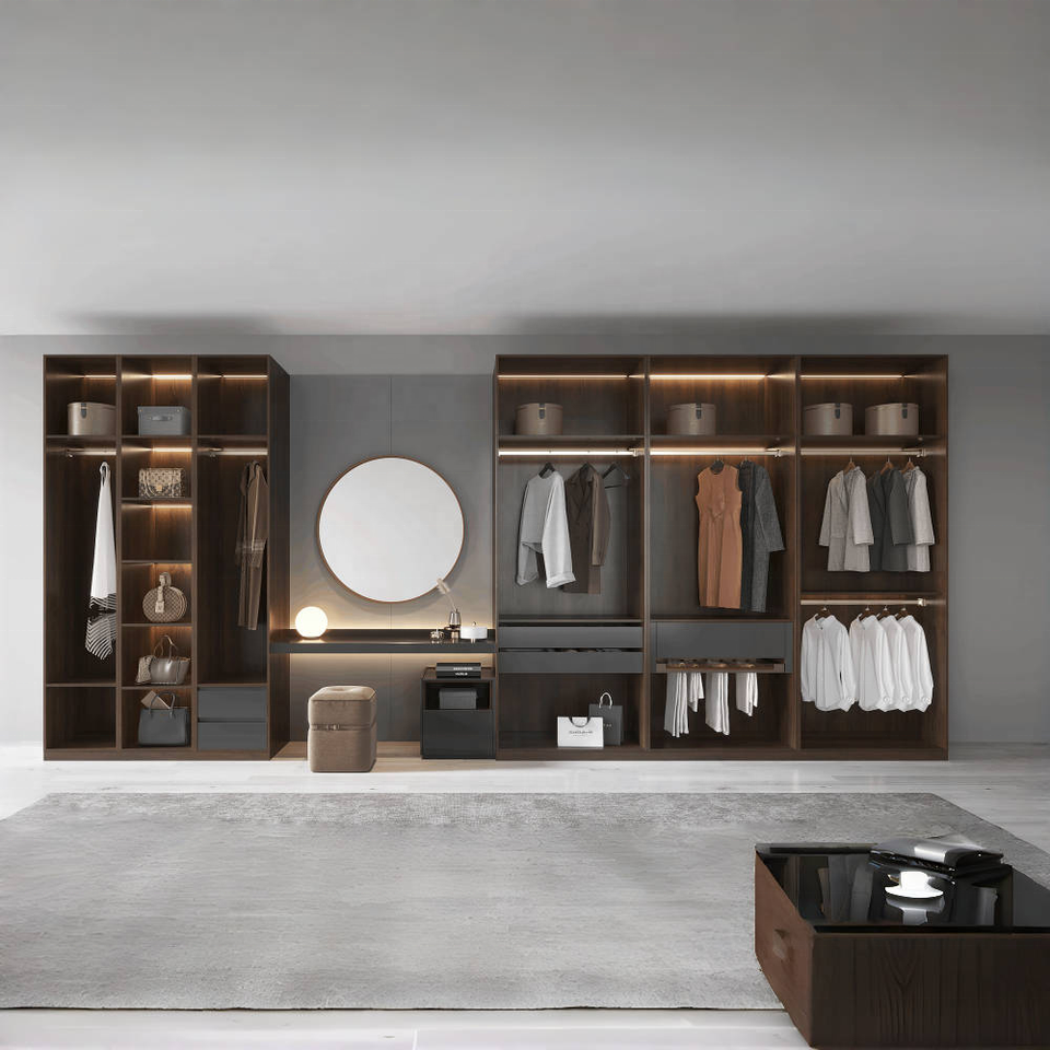 New Italian Style Luxury Bedroom Furniture Set Wall Hung Wardrobe Closet Amoire With 6 Doors