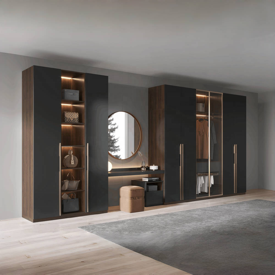 New Italian Style Luxury Bedroom Furniture Set Wall Hung Wardrobe Closet Amoire With 6 Doors