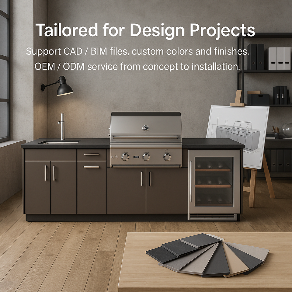 Freestanding Sink Cabinet Kitchen Cabinet Pull Out Waste Bin Kitchen Cabinet for Outdoor Barbecue & Cooking in De Kitchen Set