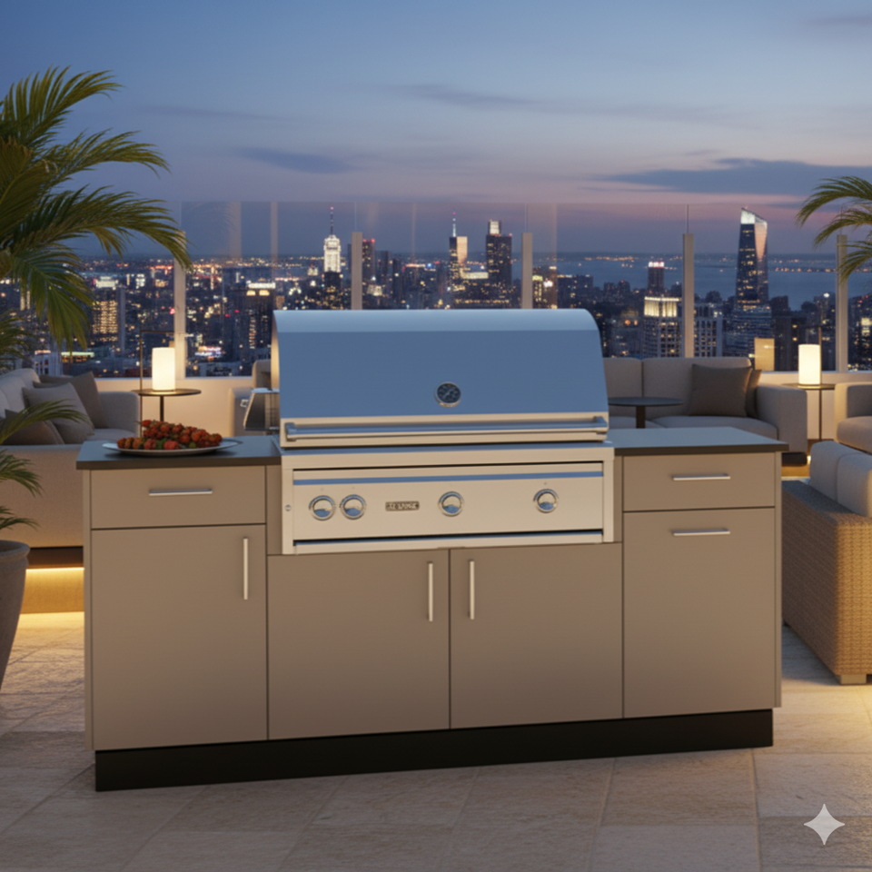 Customizable Kitchen Cabinet Outdoor Kitchen Cabinets Steel Kitchen Bbq Grill Cabinet With Drawers & Trash Bin Accessory
