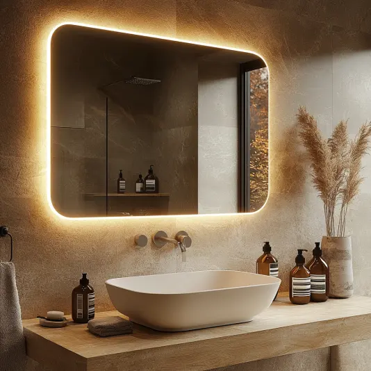 LED Rectangle Bathroom Vanity Mirror Anti-Fog Dimmable Backlit Front-Lit Modern Illuminated Wall Design for Hotels