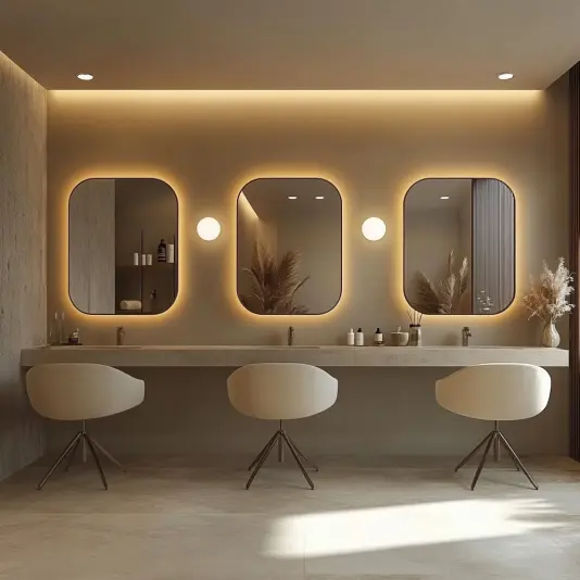 LED Rectangle Bathroom Vanity Mirror Anti-Fog Dimmable Backlit Front-Lit Modern Illuminated Wall Design for Hotels