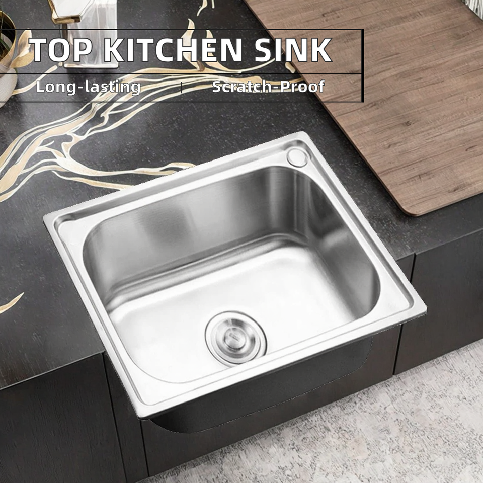 Factory Price Handmade 201/304 Stainless Steel Single Bowl Undermount Brushed Finish Kitchen Sink Rainfall Faucet