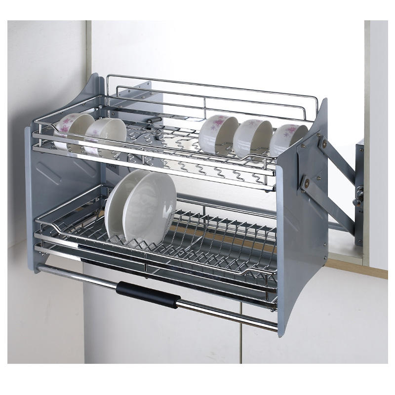 Tunosen Modern Hotel Kitchen Cabinet Lift Pull Basket Stainless Steel 304Ss Dish Rack 2 Shelves Multi-Function Elevator 3-Year