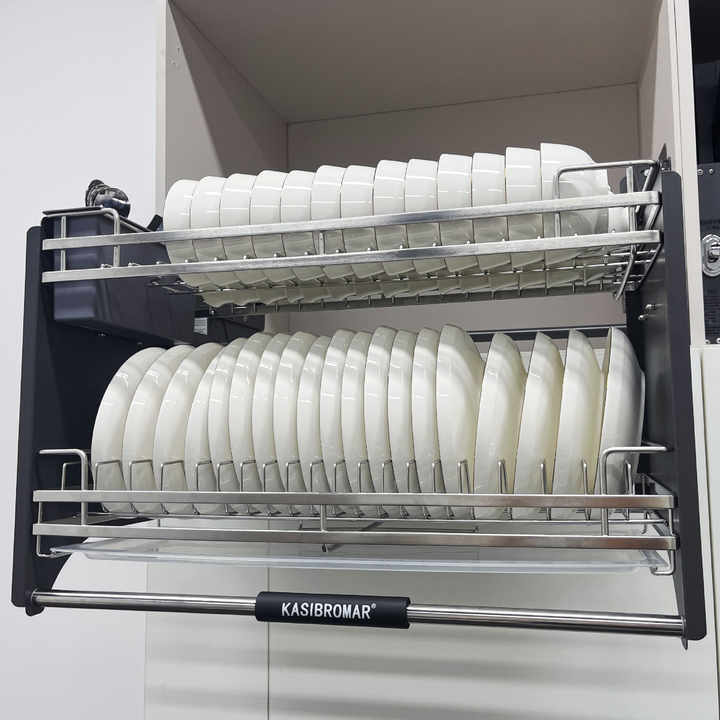 Tunosen Modern Hotel Kitchen Cabinet Lift Pull Basket Stainless Steel 304Ss Dish Rack 2 Shelves Multi-Function Elevator 3-Year