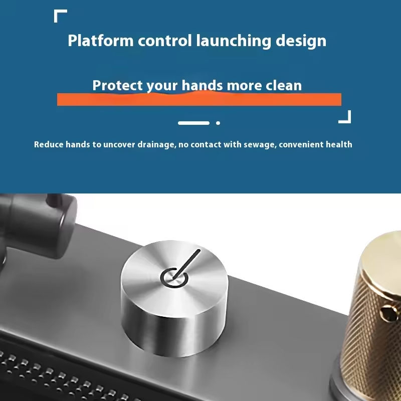 Handmade 201/304 Stainless Steel Single Bowl Undermount Kitchen Sink Rainfall Faucet Knife Holder Multifunctional Brushed Finish