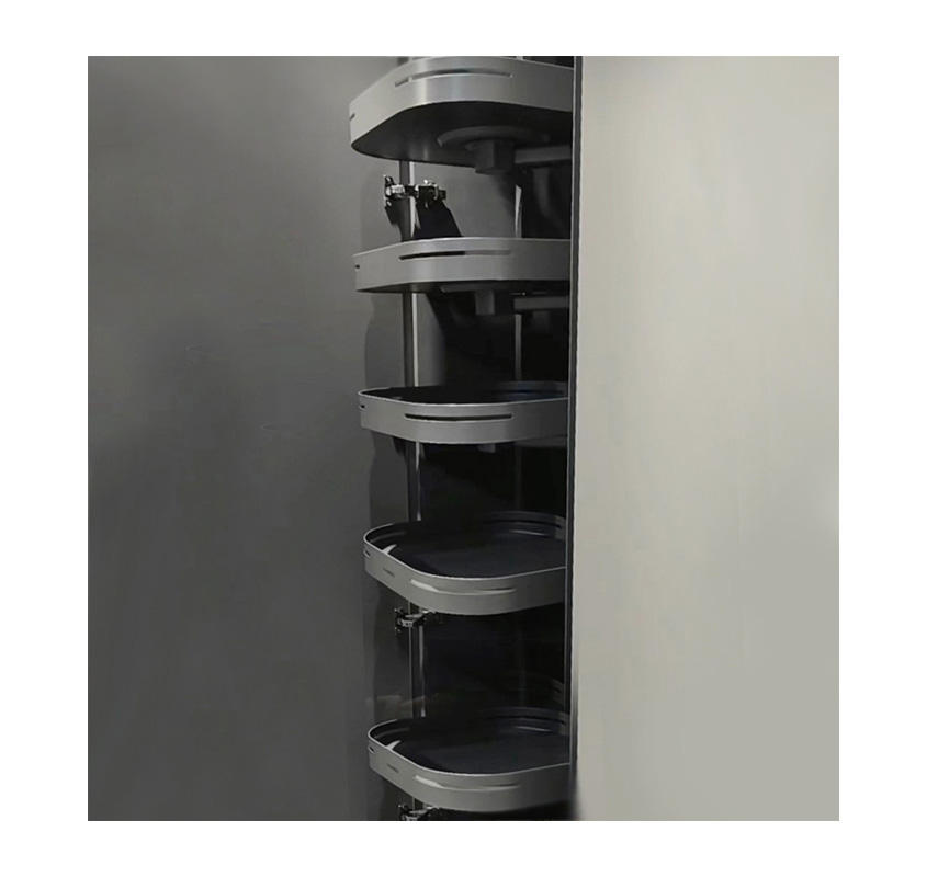 Modern 6-Layer Aluminum Cabinet Storage Organizer Pull-Out Kitchen Pantry Unit with Basket Drawers for Food Storage