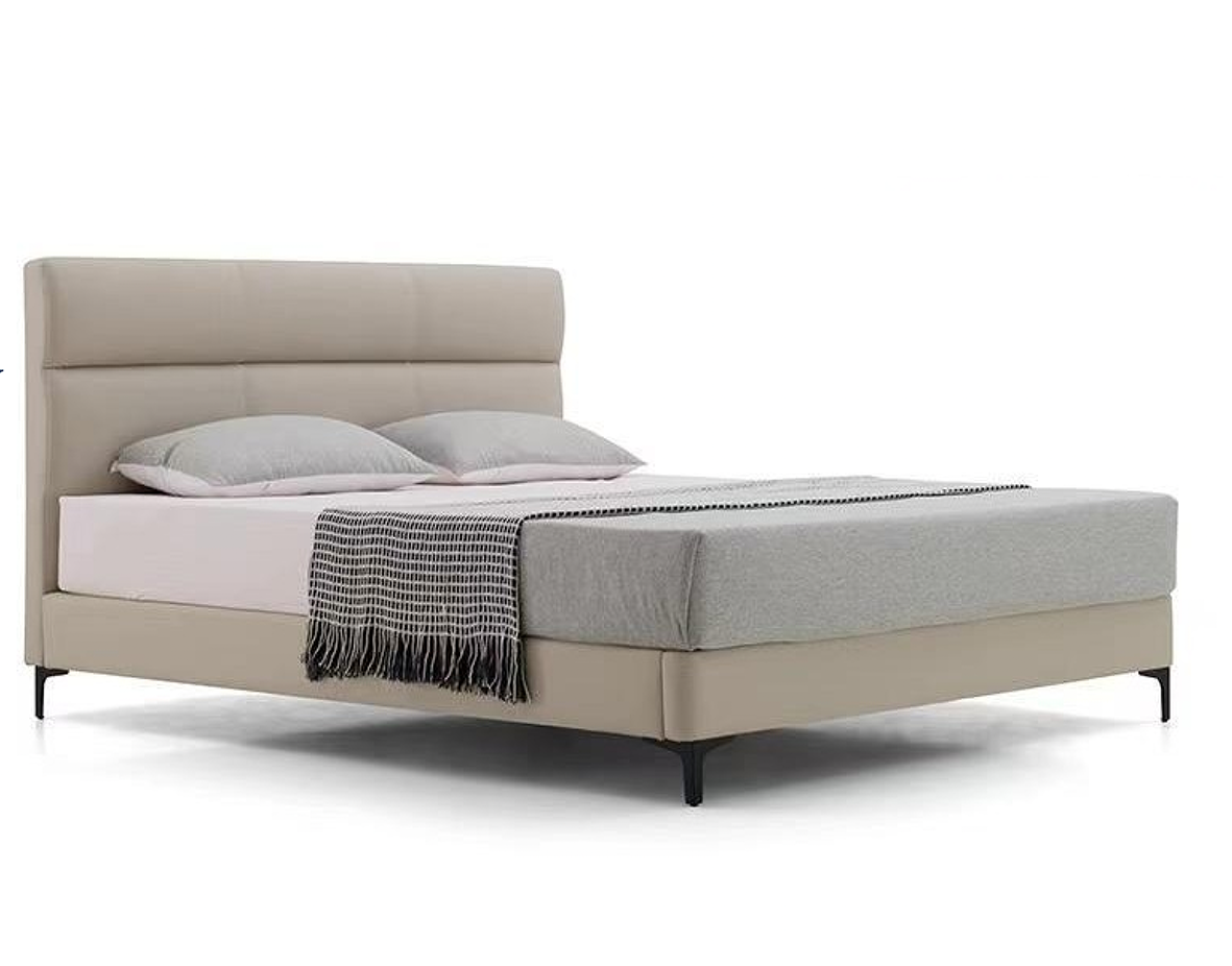 Cream Faux Leather Headboard Double Bed H078
