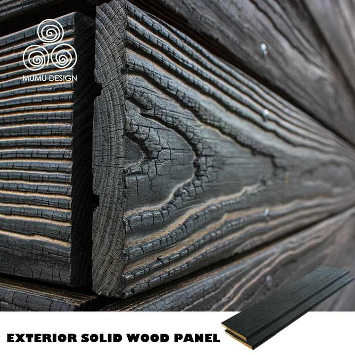 MUMU Design Thai Style Black Hight Quality Yakisugi Decorative Burnt Wood Wall Paneling for Home Stay