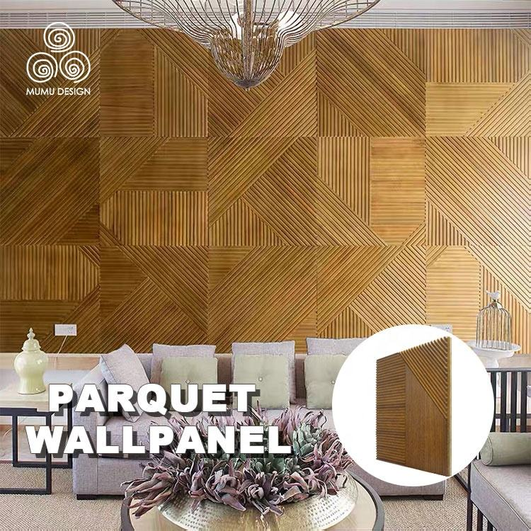 MUMU 3D Efficiency Easy Install Decorative Vertical Slat Indoor Storage Cabinet Wooden Cladding Wall Panels