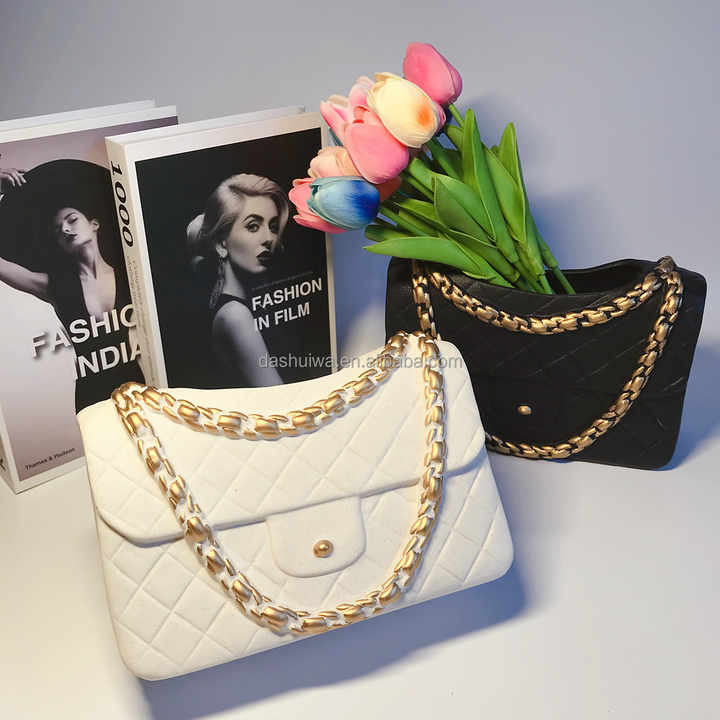 High Quality Creative Ceramic Big Large Flower Purse Vases Handbag Beautiful Home Decoration for Indoor Ceramic Bag