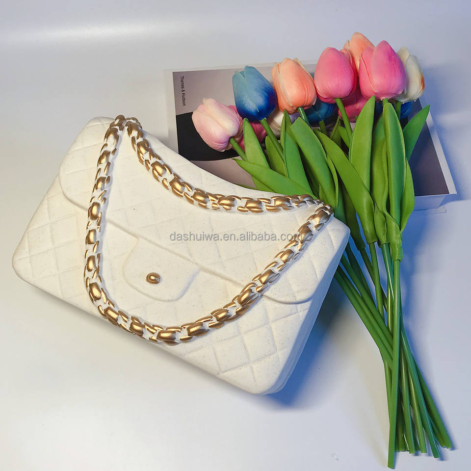 High Quality Creative Ceramic Big Large Flower Purse Vases Handbag Beautiful Home Decoration for Indoor Ceramic Bag