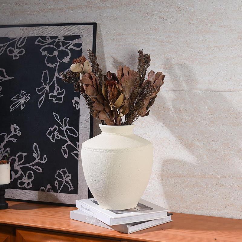 Ceramic Art Deco Tabletop Vase Coarse Pottery Inserting Flowers Retro Decorative Ornaments Soft Furnishings Home