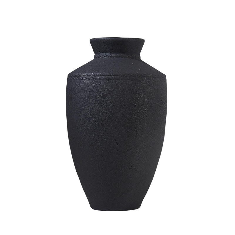 Ceramic Art Deco Tabletop Vase Coarse Pottery Inserting Flowers Retro Decorative Ornaments Soft Furnishings Home