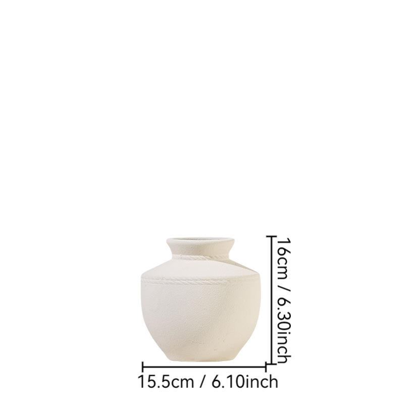 Ceramic Art Deco Tabletop Vase Coarse Pottery Inserting Flowers Retro Decorative Ornaments Soft Furnishings Home