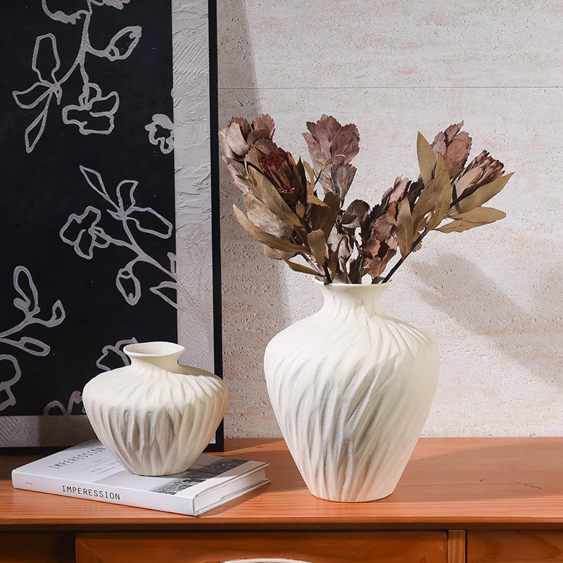 Ceramic Tabletop Vase Versatile Soft Home Decor Living Room Fresh/Dried Flowers Arrangement Art Deco High-End