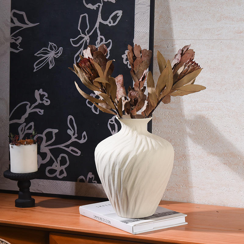 Ceramic Tabletop Vase Versatile Soft Home Decor Living Room Fresh/Dried Flowers Arrangement Art Deco High-End