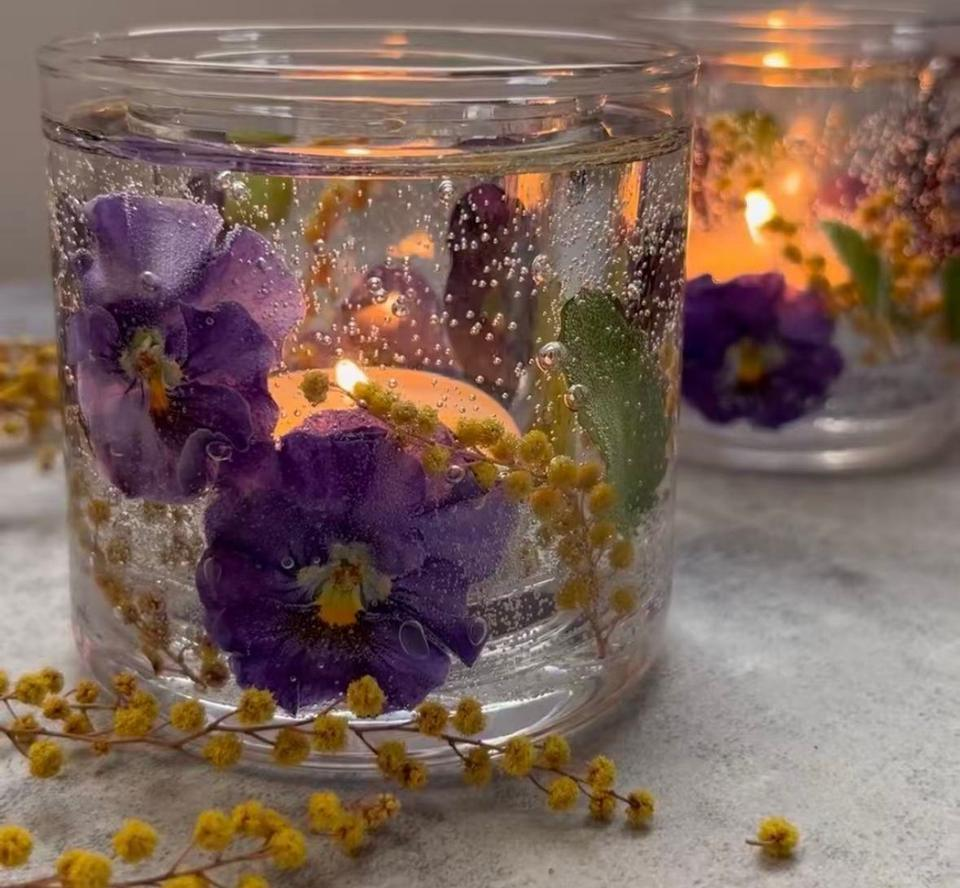 Custom Wholesale Bulk Order Dry Flowers /Plant Gel Wax Scented Candle For Wedding / Party / Girl /Women