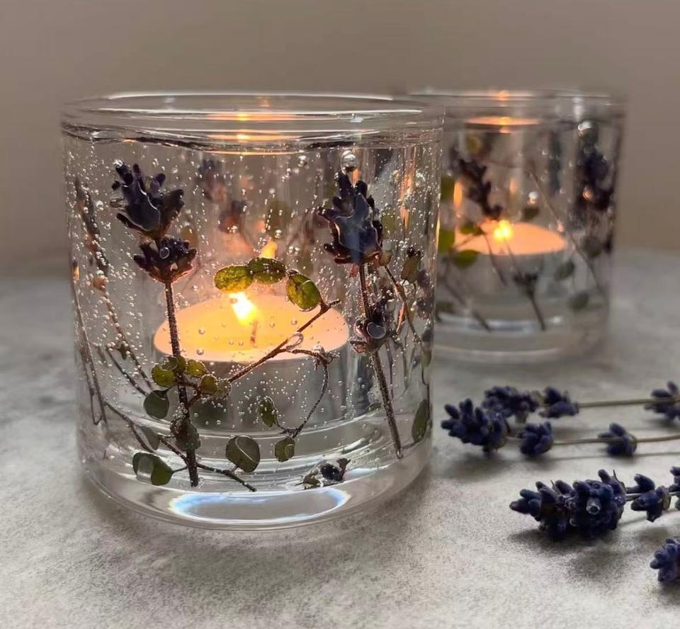 Custom Wholesale Bulk Order Dry Flowers /Plant Gel Wax Scented Candle For Wedding / Party / Girl /Women