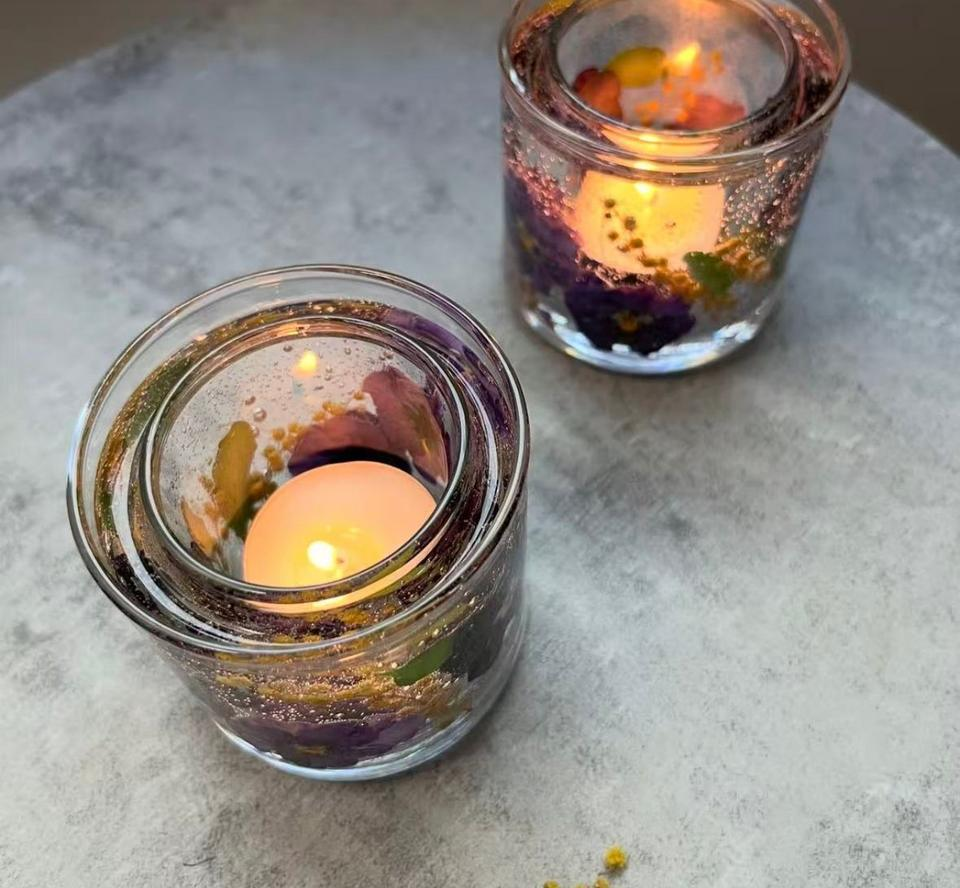 Custom Wholesale Bulk Order Dry Flowers /Plant Gel Wax Scented Candle For Wedding / Party / Girl /Women