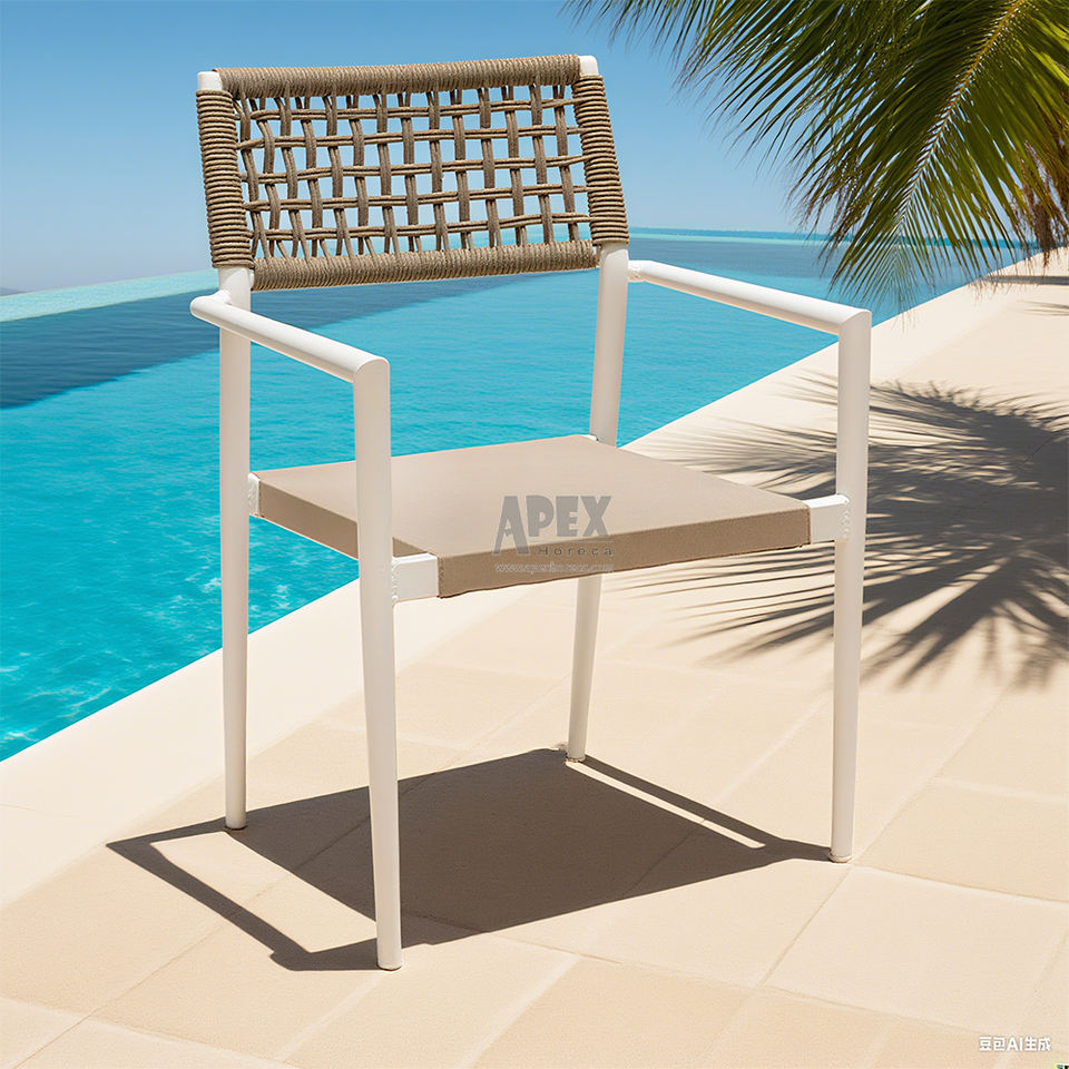 Nordic Outdoor Aluminium Stackable Dining Chair Cafe Terrace Modern Garden Rope Chair