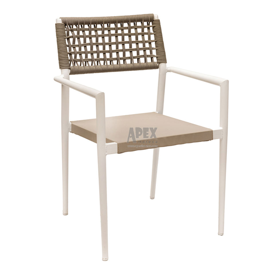 Nordic Outdoor Aluminium Stackable Dining Chair Cafe Terrace Modern Garden Rope Chair