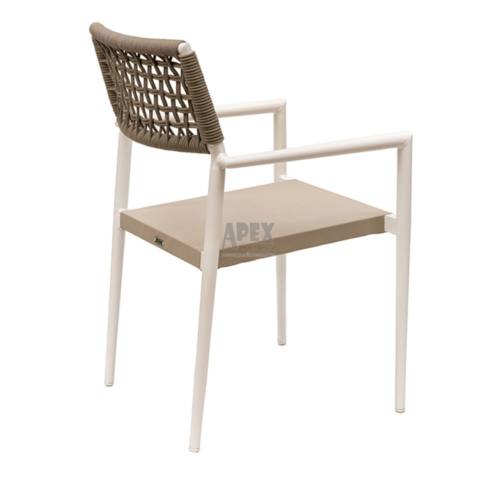 Nordic Outdoor Aluminium Stackable Dining Chair Cafe Terrace Modern Garden Rope Chair