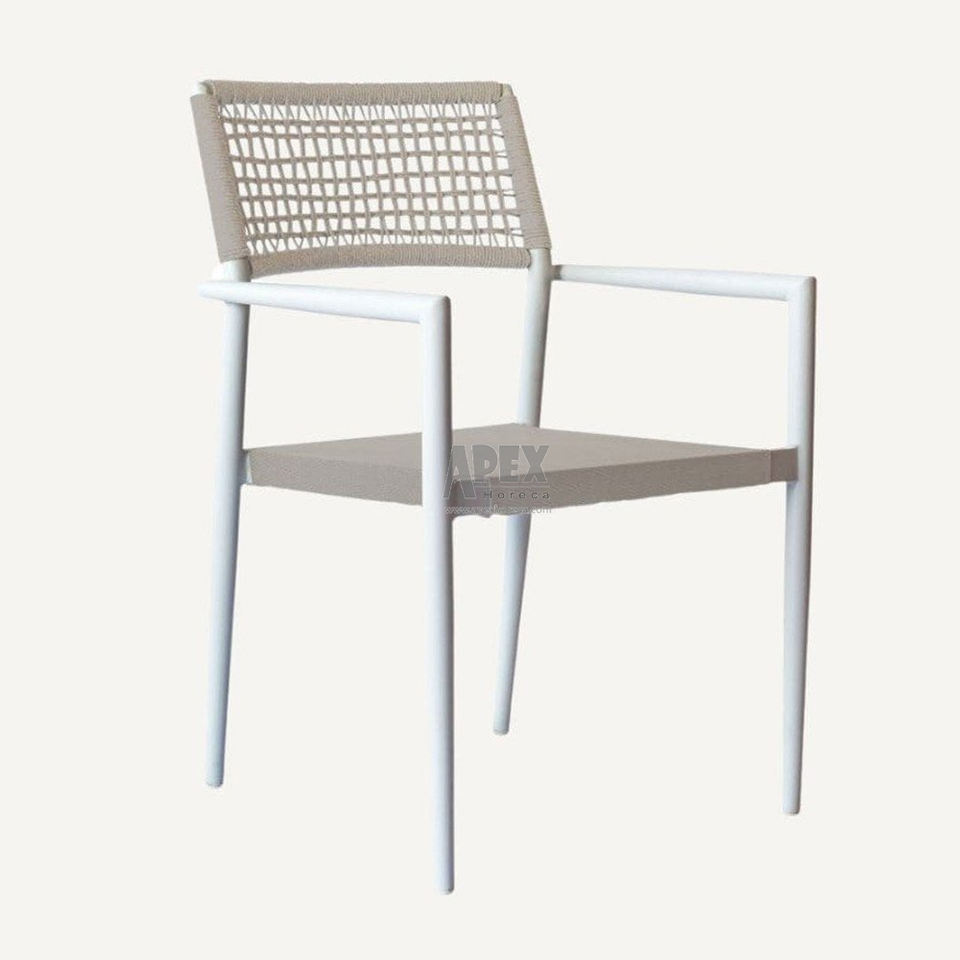 Nordic Outdoor Aluminium Stackable Dining Chair Cafe Terrace Modern Garden Rope Chair