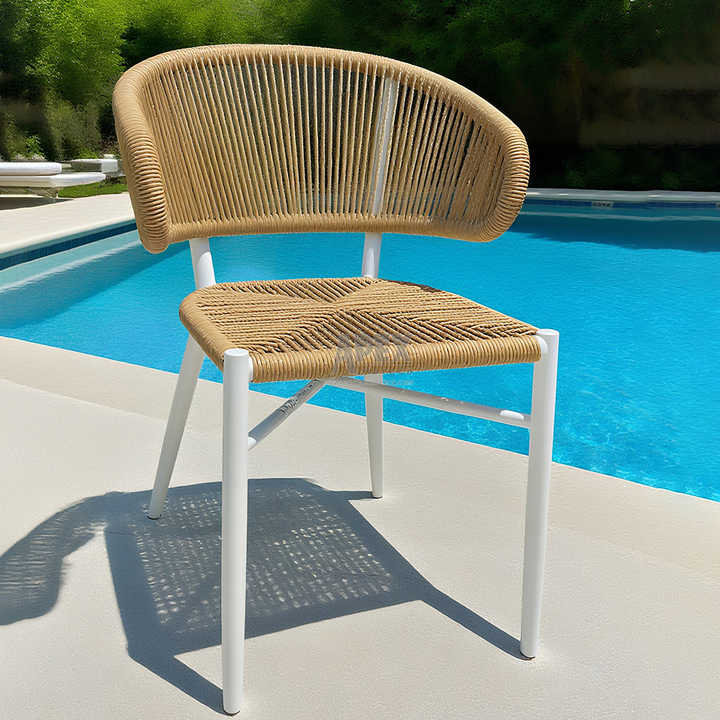 Stackable Wicker Rope Patio Aluminum Outdoor Chair Modern Cafe Outdoor Chair for Restaurant