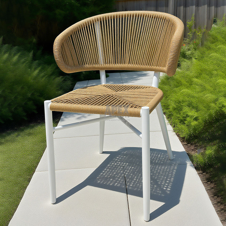 Stackable Wicker Rope Patio Aluminum Outdoor Chair Modern Cafe Outdoor Chair for Restaurant