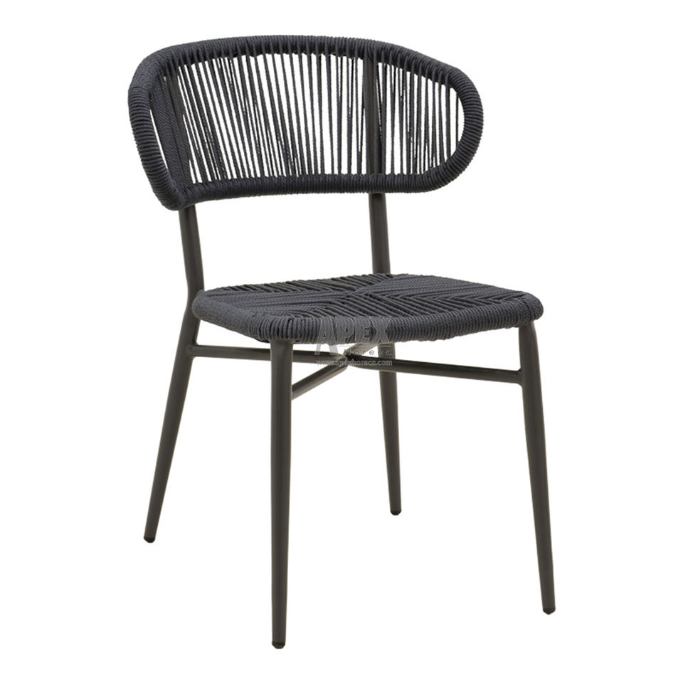 Stackable Wicker Rope Patio Aluminum Outdoor Chair Modern Cafe Outdoor Chair for Restaurant