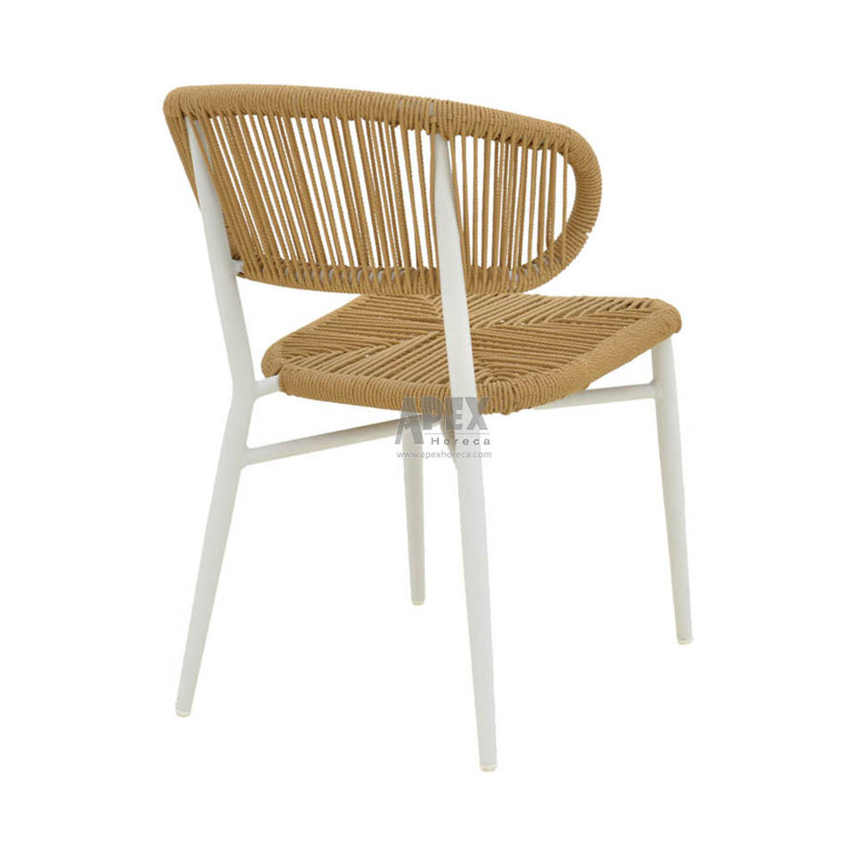 Stackable Wicker Rope Patio Aluminum Outdoor Chair Modern Cafe Outdoor Chair for Restaurant
