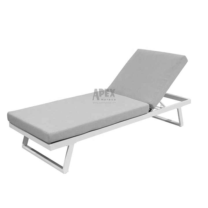 Luxury Outdoor Aluminum Sun Lounger with Cushion Adjustable Teslin Fabric Patio Chaise Lounge for Pool & Garden