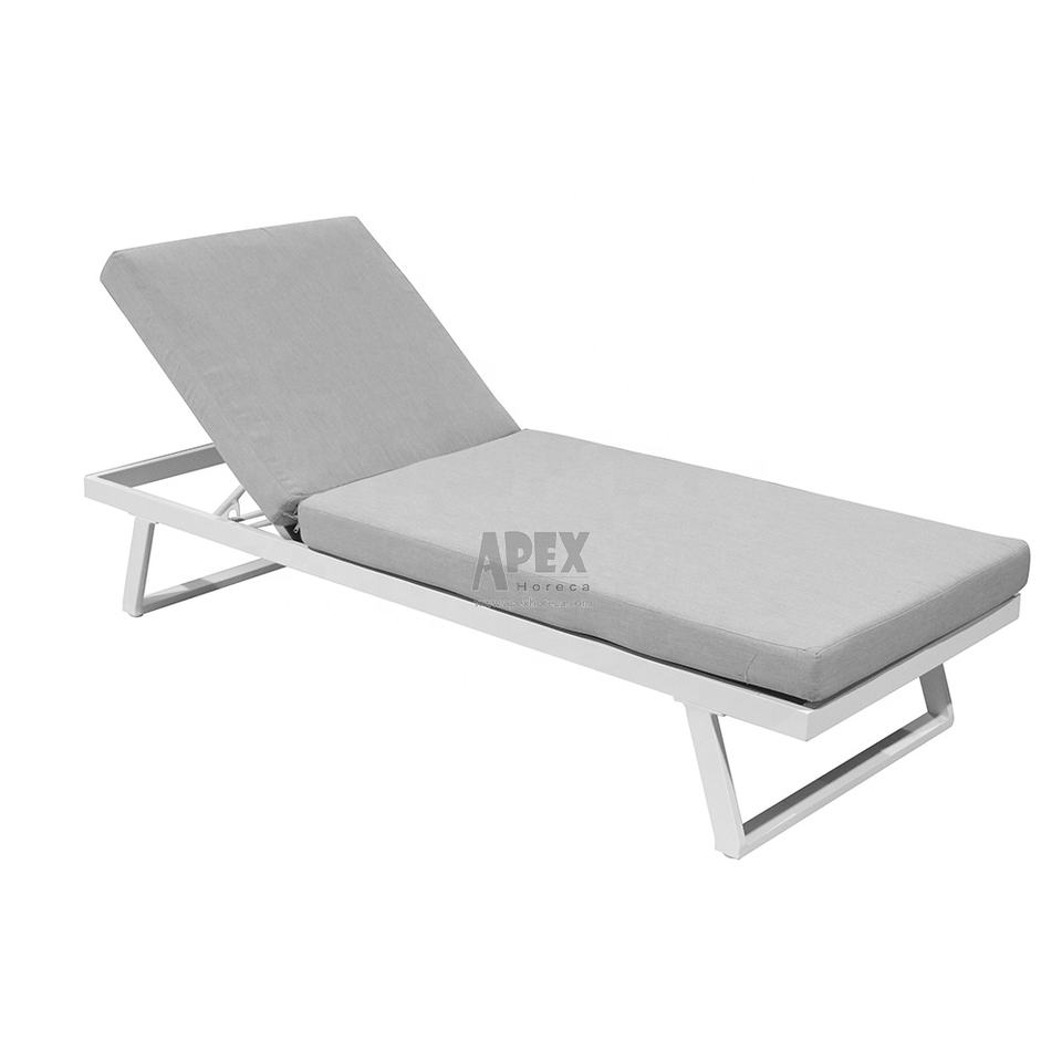 Luxury Outdoor Aluminum Sun Lounger with Cushion Adjustable Teslin Fabric Patio Chaise Lounge for Pool & Garden