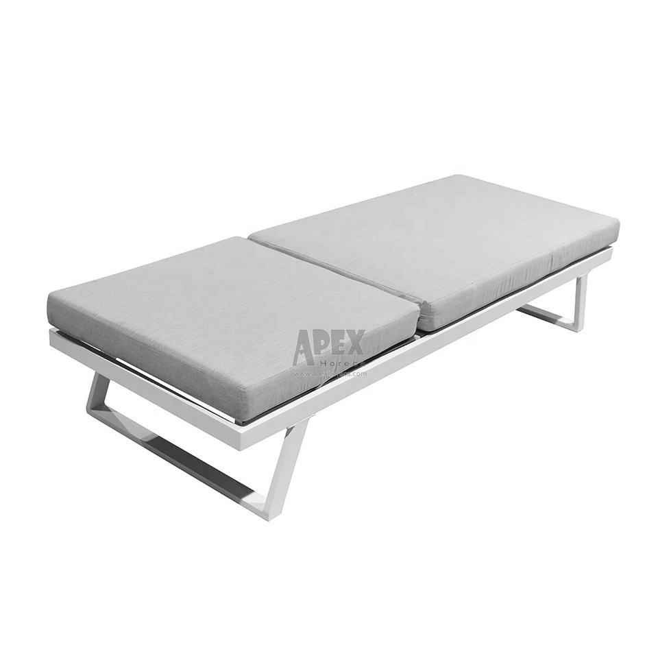 Luxury Outdoor Aluminum Sun Lounger with Cushion Adjustable Teslin Fabric Patio Chaise Lounge for Pool & Garden