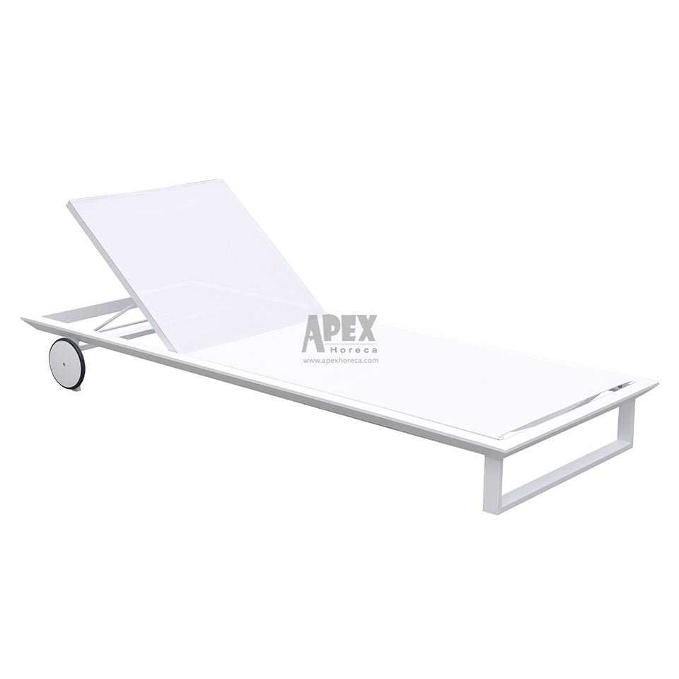 Heavy-Duty & Comfortable Textilene Mesh Aluminum Textilene Sun Lounger with Plush Pad