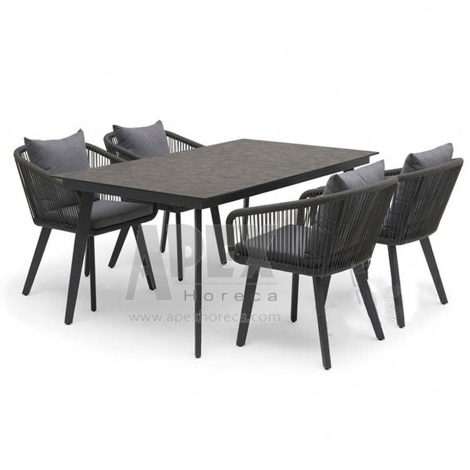 Modern Outdoor Furniture Rope Weaving Chair and Waterproof Table Restaurant Garden Chair and Table Set