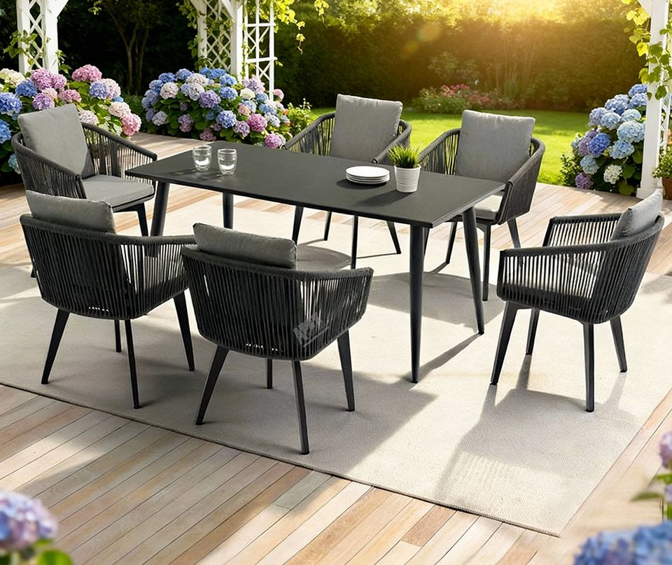 Modern Outdoor Furniture Rope Weaving Chair and Waterproof Table Restaurant Garden Chair and Table Set