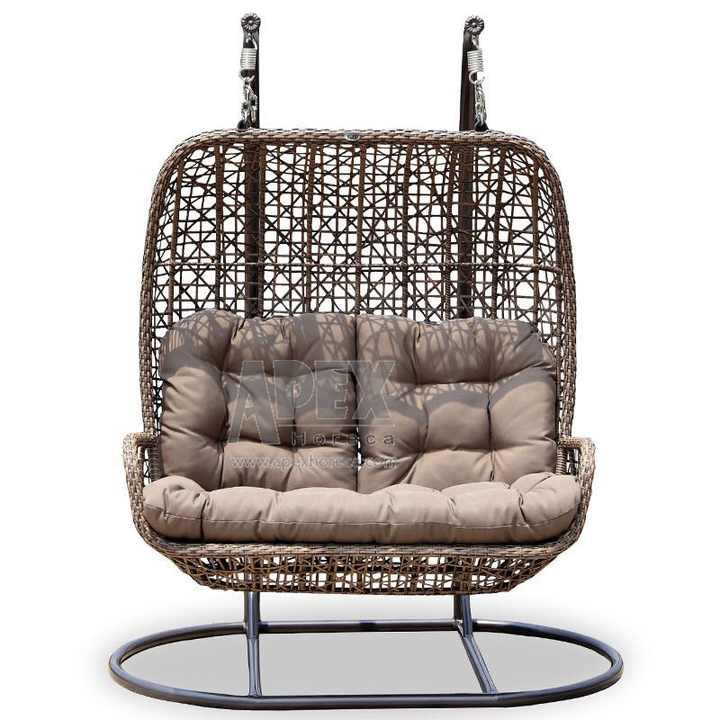 Hot Selling Indoor Hanging Rattan Wicker Double Seat Garden Egg Chairs Factory Delivery Patio Outdoor Swing Chair