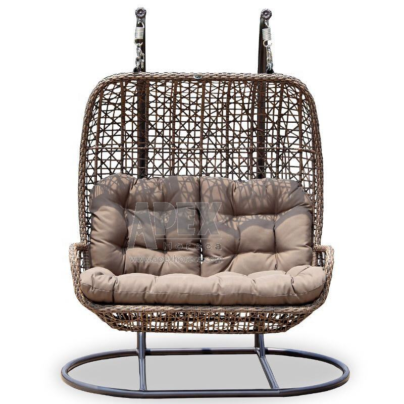 Hot Selling Indoor Hanging Rattan Wicker Double Seat Garden Egg Chairs Factory Delivery Patio Outdoor Swing Chair