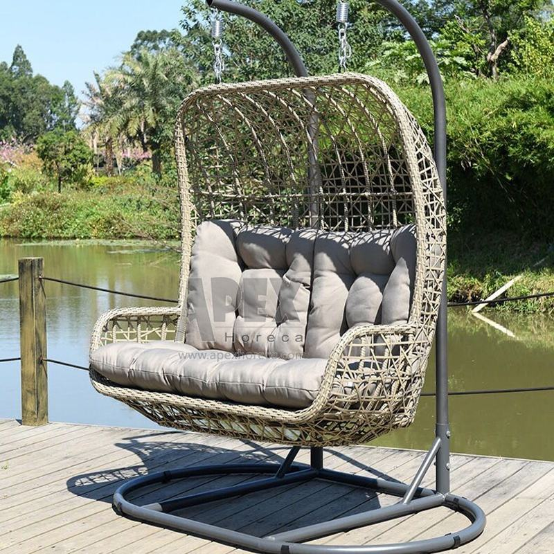 Hot Selling Indoor Hanging Rattan Wicker Double Seat Garden Egg Chairs Factory Delivery Patio Outdoor Swing Chair
