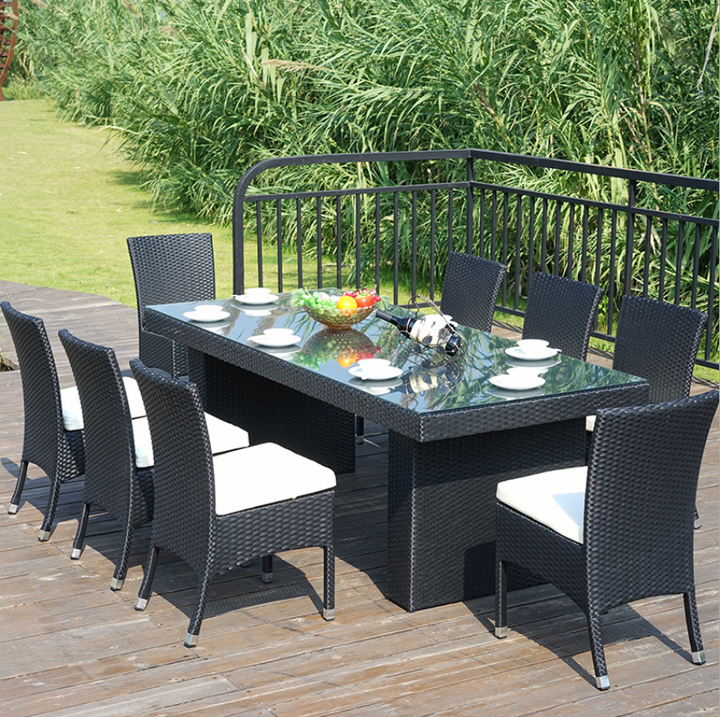 Latest Stylish and High-quality Patio Outdoor Furniture Garden Dining Table and Chair Set One Table and Eight Chairs