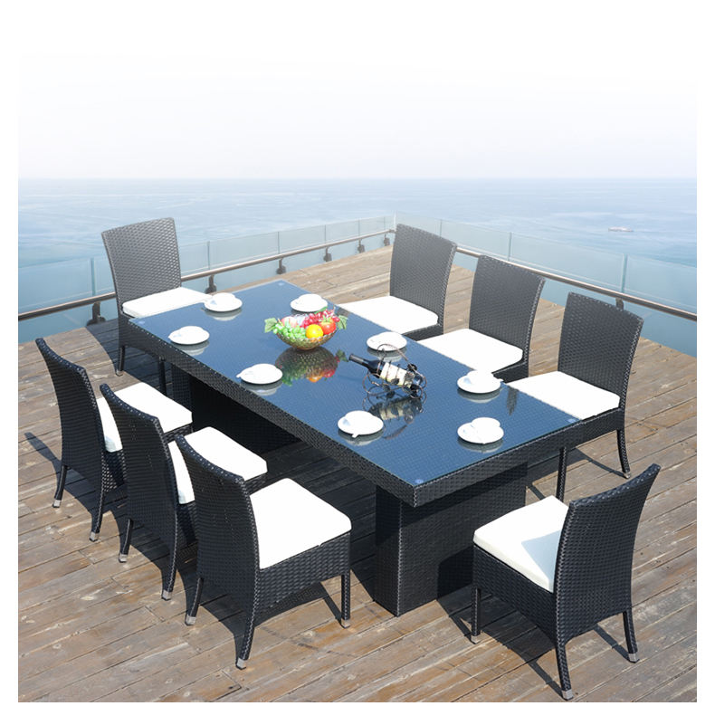 Latest Stylish and High-quality Patio Outdoor Furniture Garden Dining Table and Chair Set One Table and Eight Chairs