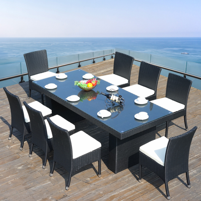 Latest Stylish and High-quality Patio Outdoor Furniture Garden Dining Table and Chair Set One Table and Eight Chairs