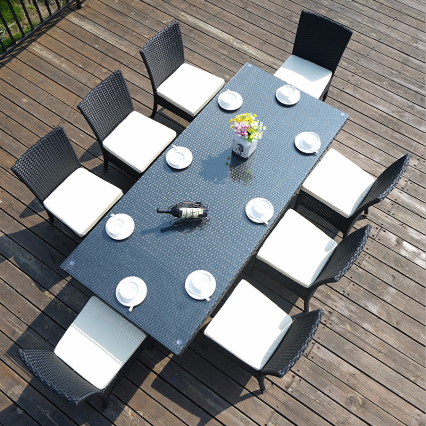 Latest Stylish and High-quality Patio Outdoor Furniture Garden Dining Table and Chair Set One Table and Eight Chairs