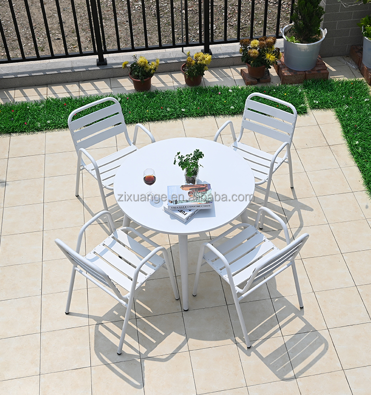 Outdoor Table and Chair with Antiseptic Plastic Solid Wood Courtyard Combination Garden Outdoor Villa Small Balcony Casual Coffe