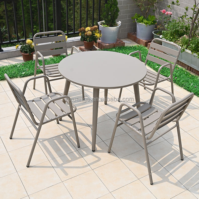 Outdoor Table and Chair with Antiseptic Plastic Solid Wood Courtyard Combination Garden Outdoor Villa Small Balcony Casual Coffe