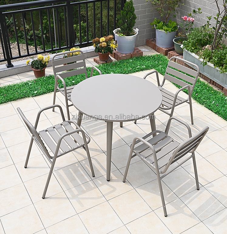 Outdoor Table and Chair with Antiseptic Plastic Solid Wood Courtyard Combination Garden Outdoor Villa Small Balcony Casual Coffe
