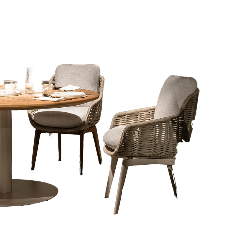 High-end Outdoor Dining Table and Chair Set Made of Teak Wood for Villa Backyards Courtyards Terraces and Gardens.