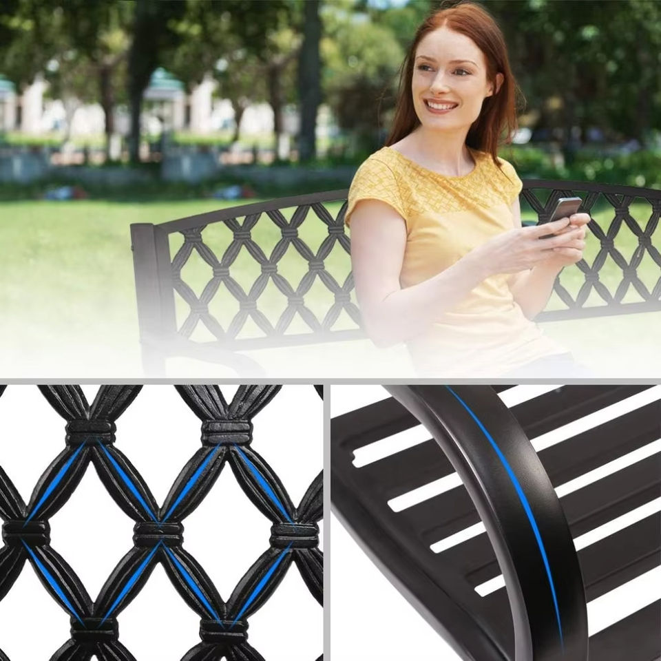 Metal Park Bench 50-Inch Outdoor Garden Chair Patio Bench on Sale Yard Bench for Porch Steel Frame Entryway Furniture